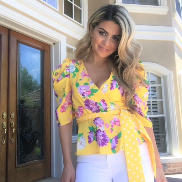 Tops - Yellow Floral Blouse